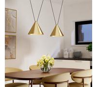 Lampadario A Sospensione Minimal Narices 1 Acciaio Nero Ottone 2 Luci E27