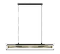 Eglo Nohales - Lampadario a 4 luci per il tavolo da pranzo, lampadario lungo per sala da pranzo in metallo nero e ottone, lampadario con telaio e attacco E27, 112 cm