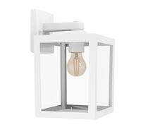 Eglo Olgiata-E - Lampada da parete per esterni, stile vintage, applique a lanterna, direzione luce verso il basso, in plastica bianca e trasparente, attacco E27, IP44