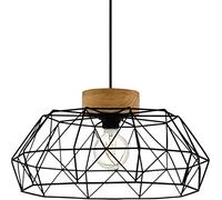 Eglo Padstow Lampadario vintage, stile industriale, retrò, lampada a sospensione in acciaio e legno in nero, naturale, lampadario per il tavolo della sala da pranzo, attacco E27