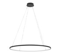 Eglo Parruta Lampadario a LED, lampadario a sospensione per tavolo da pranzo, rotondo, con telecomando, in metallo nero e plastica bianca, luce bianca calda e fredda, diametro 99 cm