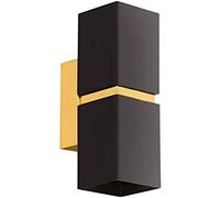Applique Moderna Passa 2 Luci Acciaio Nero E Oro Diffusori Quadrati