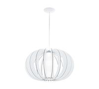 Eglo Pendelleuchte Stellato 2, 1-flammige Vintage-Hängelampe aus Stahl, Holz und Glas in Weiß, Esstischleuchte, Wohnzimmerlampe hängend mit E27 Fassung, Ø 50 cm