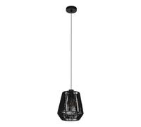 Eglo Persley Lampadario, lampada a sospensione per tavolo da pranzo, stile giapponese, metallo e carta nera, certificata FSC, attacco E27, diametro 22 cm