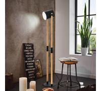 EGLO Lampada da terra Hornwood, lampada vintage con design industriale, certificazione FSC, stile rétro in acciaio e legno, nero, crema, marrone, attacco E27, interruttore a pedale