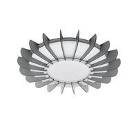 EGLO Plafoniera a LED Arapiles, 1 luce, lampada da parete moderna, lampada da soffitto in acciaio, plastica bianca e legno, colore grigio, lampada da soggiorno