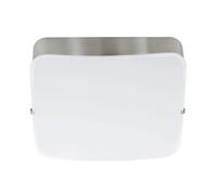 EGLO Plafoniera a LED Pedristella, 1 luce, lampada da parete moderna, in metallo nichelato opaco e vetro bianco, lampada da soggiorno a LED bianco caldo, lunghezza x larghezza 15,5 cm