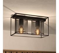 EGLO Plafoniera Catterick, nero, 2 paralumi a gabbia EGLO