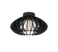 Eglo Plafoniera Cossano 3, stile vintage e rétro, in metallo e legno di colore nero, lampada per soggiorno con attacco E27, diametro 38 cm