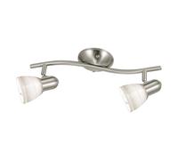 EGLO - DAKAR 1 PLAFONIERA NICKEL OPACO CON 2 FARETTI MOBILI E PARALUMI IN VETRO BIANCO E14 2X40W 88473