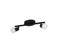 Eglo Plafoniera Led Buzz-Led, lampada da soffitto a due fiamme, faretto da soffitto in metallo, lampada da soggiorno in nero, lampada da cucina, spot Led con presa GU10, L 28,5 cm