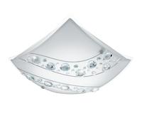 EGLO Plafoniera LED Nerini in acciaio bianco, vetro con vetro brillante, bianco