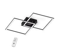 Eglo Plafoniera Led Palmaves 1, lampada da soffitto a due luci in alluminio, acciaio, plastica, nera, bianca con telecomando, bianco caldo - bianco freddo, luce notturna, dimmerabile