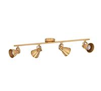 Eglo plafoniera LED Seras, plafoniera con 4 spot, barra orientabile, lampada da soggiorno in acciaio in ottone spazzolato e oro, illuminazione da soffitto con lampadina GU10, bianco caldo