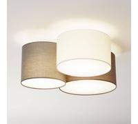 Eglo Plafoniera Pastore, plafoniera in tessuto a tre punti luce, acciaio, tessuto, bianco, antracite marrone, grigio, E27