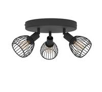 Eglo Plafoniera Sonnino, lampada da soffitto con 3 faretti, faretti in stile industriale regolabili, metallo nero, faretti da soffitto con attacco E14