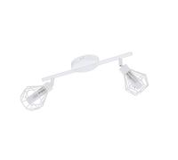 EGLO Plafoniera Zapata 1, 2 luci vintage in stile retrò, faretto da soffitto in acciaio, colore bianco, vetro satinato, attacco G9