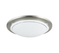 Eglo Planet 1, Lampada da soffitto a 1 luce, plafoniera in metallo argentato e vetro verniciato bianco, attacco E27