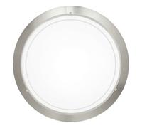 Eglo Planet 1, Lampada da soffitto a 1 luce, plafoniera in metallo argentato e vetro verniciato bianco, attacco E27