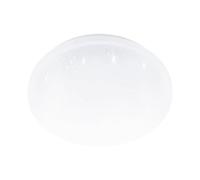 Eglo Pogliola-E - Lampada da soffitto a LED, plafoniera piatta con effetto cristallo, per corridoio, camera letto, in metallo e plastica bianchi, bianco caldo, diametro di 22 cm