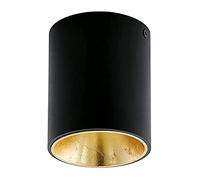 Eglo Polasso Plafoniera LED, lampada da soffitto in metallo nero e oro, lampada da soggiorno bianco caldo, diametro 10 cm