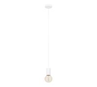 EGLO Pozueta 1 Lampada a sospensione da appendere sopra il tavolo da pranzo, attacco E27 con cavo, in metallo bianco, lampada a sospensione con cavo, diametro 6,5 cm