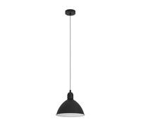 Eglo Priddy Lampada a sospensione da appendere sopra il tavolo da pranzo, rotonda, in metallo di colore bianco e nero, con attacco E27, diametro 30,5 cm