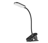 Eglo Raizal - Lampada a LED con clip a batteria, per letto, lampada da comodino a clip, dimmerabile in gradini, lampada da lettura a clip, in plastica nera, bianco freddo