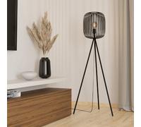 Eglo lampada da terra con treppiede Romazzina, lampada in metallo nero, illuminazione per salotto, attacco E27