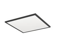 Eglo Rovito Plafoniera a LED, rotonda, con telecomando, per bagno, lampada da soffitto in plastica di colore nero e bianco, luce bianca calda e fredda, IP44, 50 x 50 cm