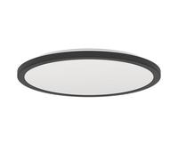 Eglo Rovito Plafoniera a LED, rotonda, per bagno, lampada da soffitto in plastica di colore nero e bianco, luce bianca calda e fredda, IP44, diametro 39 cm