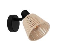 Eglo Seagard - Lampada da parete interna con faretto orientabile, lettura in acciaio di colore nero, carta rafia naturale, attacco E14