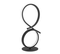 EGLO Serpins Lampada da comodino a LED, lampada da tavolo curva, decorazione per stanza, soggiorno, in metallo nero e plastica bianca, luce bianca calda, H 40,5 cm