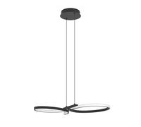 EGLO Serpins Lampadario a sospensione a LED, per tavolo da pranzo, sala da pranzo e soggiorno, in metallo nero e plastica bianca, luce bianca calda, 66 x 30 cm