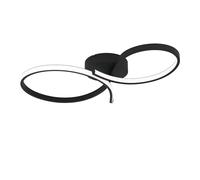 EGLO Serpins Plafoniera LED, lampada da soffitto curva, in metallo nero e plastica bianca, luce bianca calda, 34 x 60 cm