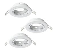 Eglo set 3 faretti incasso Agulo 1, spot da soffitto orientabile, lampade rotondi senza lampadine, plafoniera in acciaio bianco, portalampada GU10, Ø 8,6 cm