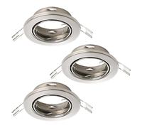 Eglo set 3 faretti incasso Agulo 1, spot da soffitto orientabile, lampade rotondi senza lampadine, plafoniera in acciaio argento, portalampada GU10, Ø 8,6 cm
