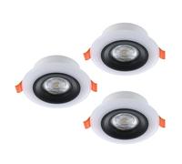 Eglo Set 3 faretti LED da incasso Calonge RGB, spot da soffitto piatto con telecomando, dimmerabile, plastica nero-bianco, cambio colore, bianco caldo-freddo, Ø 9,8 cm