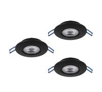 Eglo Set 3 faretti LED da incasso Cedrez Ø 9 cm, plafoniere extra piatte, con Dip Switch, in plastica nera, luce calda, neutra, fredda