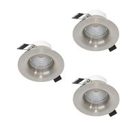 Eglo set 3 faretti LED da incasso Saliceto, dimmerabili, plafoniere piatte rotonde, alluminio argento, luce neutra, Ø 8,8 cm