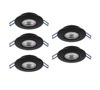 Eglo Set 5 faretti LED da incasso | Cedrez, Ø 9 cm, extra piatti, con Dip Switch, plastica nera, luce calda, neutra, fredda