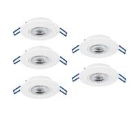 Eglo Set 5 faretti LED da incasso Cedrez Ø 9 cm, spot da soffitto extra-piatti, con Dip Switch, plastica bianca, luce calda, neutra, fredda