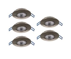 Eglo set 5 faretti LED da incasso Cedrez, Ø 9 cm, spot da soffitto extra piatti, con Dip Switch, plastica argento, luce calda, neutra e fredda
