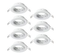 Eglo Set 7 faretti da incasso Agulo, lampada da soffitto orientabile, plafoniera rotonda senza lampadina, acciaio bianco, attacco GU10, Ø 8,6 cm