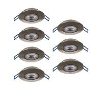 Eglo Set 7 faretti LED da incasso Cedrez, Ø 9 cm, extra-piatti, con Dip Switch, plastica argento, luce calda, neutra, fredda