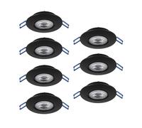 Eglo Set 7 faretti LED da incasso Cedrez, Ø 9 cm, extra-piatti, con Dip Switch, plastica nera, luce calda, neutra, fredda