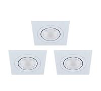 Eglo Set da 3 faretti da incasso Areitio, set di spot in alluminio spazzolato, 3 lampade da incasso con attacco GU10, lampadine LED incluse, spot piatto orientabile, L x P 9,5 cm