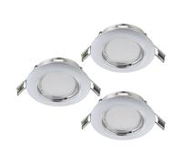 Eglo Set da 3 faretti da incasso Peneto, set di spot in acciaio cromato, 3 lampade da incasso con attacco GU10, lampadine LED incluse, faretto piatto, Ø 7,8 cm