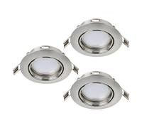 Eglo Set da 3 faretti da incasso Peneto, set di spot in acciaio nickel opaco, 3 luci da incasso con portalampada GU10, LED inclusi, faretto piatto orientabile, Ø 8,7 cm