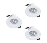 Eglo Set da 3 faretti da incasso Saliceto, spot da soffitto dimmerabili, faretti rotondi in alluminio bianco, luce calda, Ø 8,8 cm